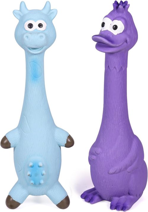 Squawking Latex Duck and Chicken Squeaky Toys for Small and Medium Dogs