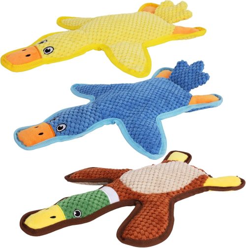 No Stuffing Crinkle and Squeaky Duck Shape Dog Toys for All Breed Sizes