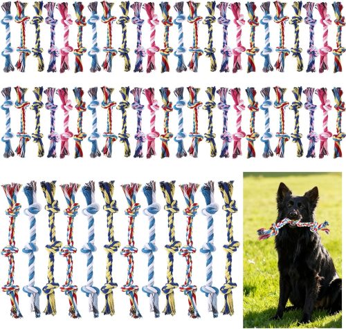 Multi Color Rope Chew Toy Set Two Knot and Three Knot Tugs for Small and Medium Aggressive Chewers